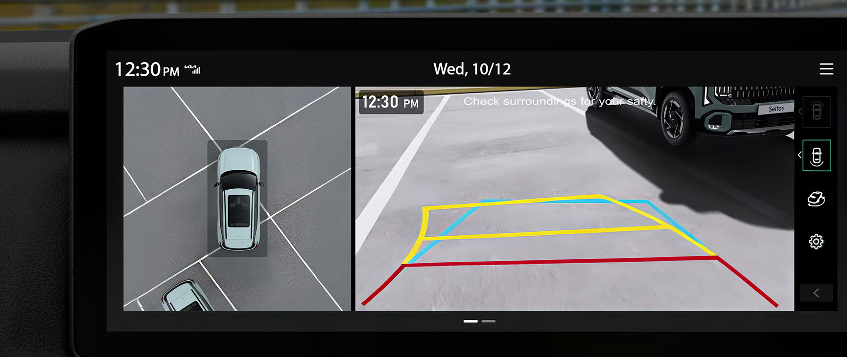 Kia Seltos surround 360° camera and guided rear view camera